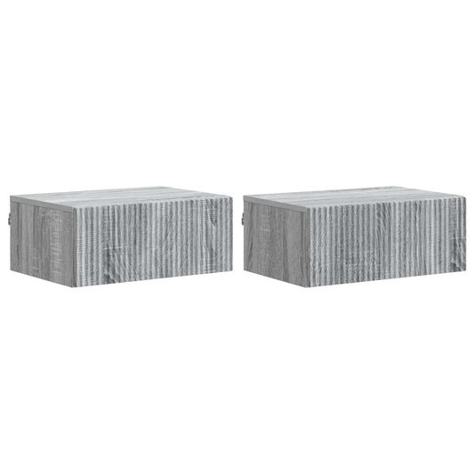 Väggmonterat Sängbord 2 pcs Grå sonoma-ek 49 x 34,5 x 20 cm