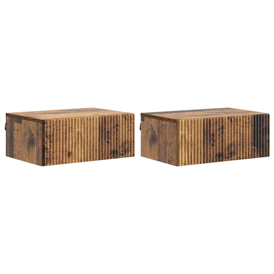 Väggmonterat Sängbord 2 pcs Gammalt trä 49 x 34,5 x 20 cm