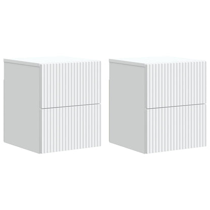Väggmonterat Sängbord med låda 2 pcs Vit 33 x 34,5 x 40 cm