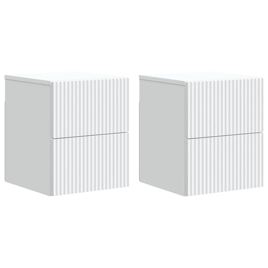 Väggmonterat Sängbord med låda 2 pcs Vit 33 x 34,5 x 40 cm