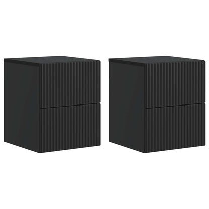 Väggmonterat Sängbord med låda 2 pcs Svart 33 x 34,5 x 40 cm