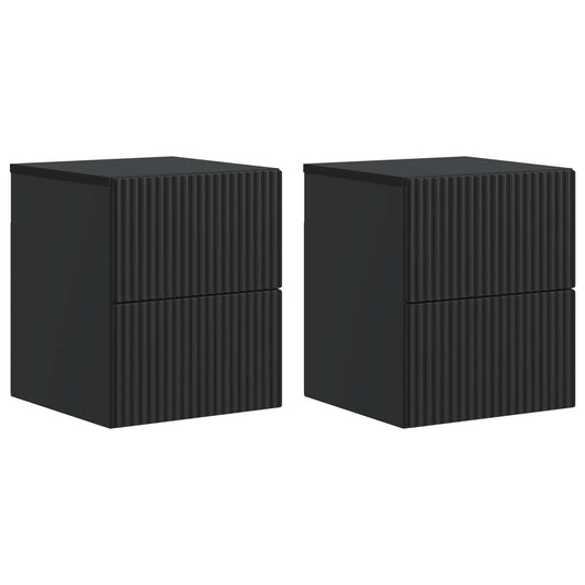 Väggmonterat Sängbord med låda 2 pcs Svart 33 x 34,5 x 40 cm