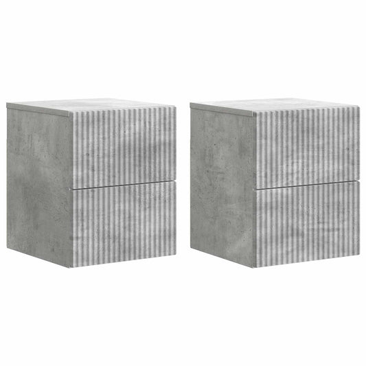 Väggmonterat Sängbord 2 pcs Betonggrå 33 x 34,5 x 40 cm