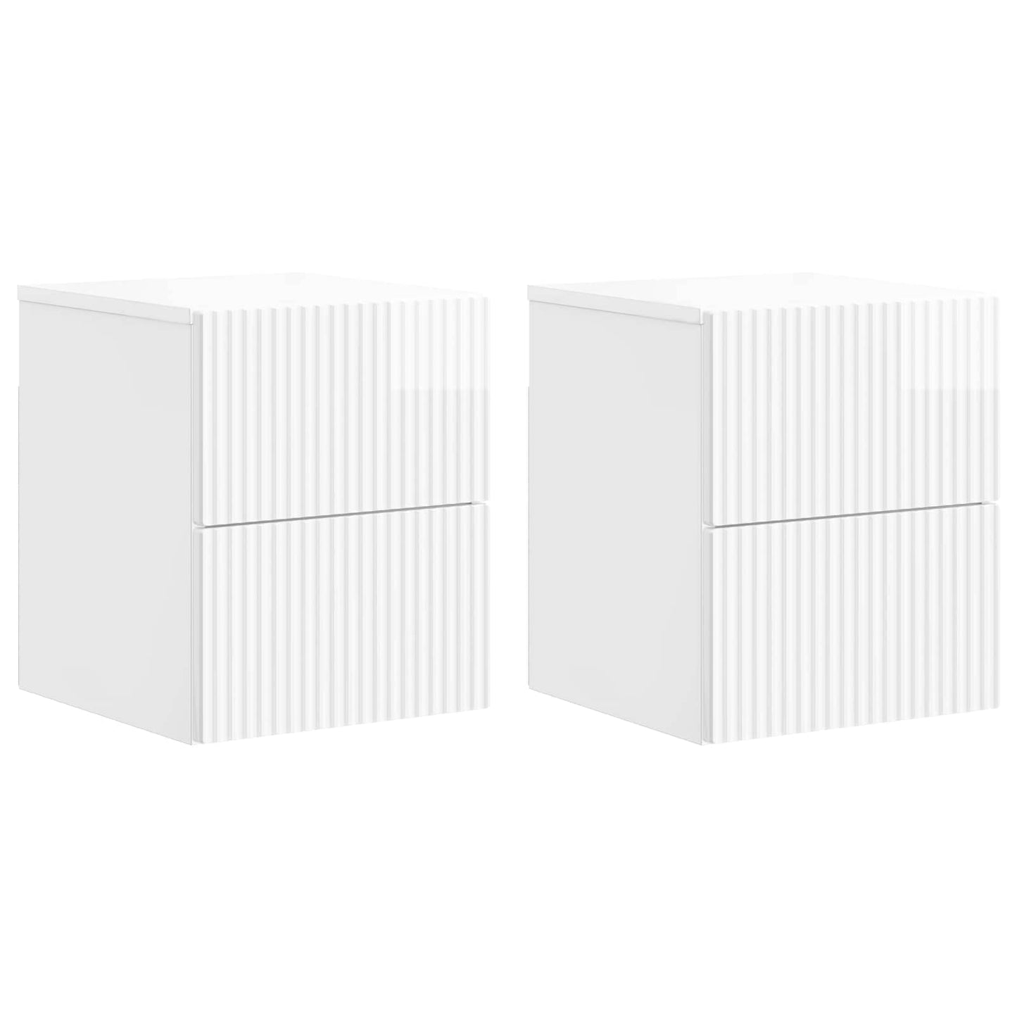 Väggmonterat Sängbord 2 pcs Vit högglans 33 x 34,5 x 40 cm