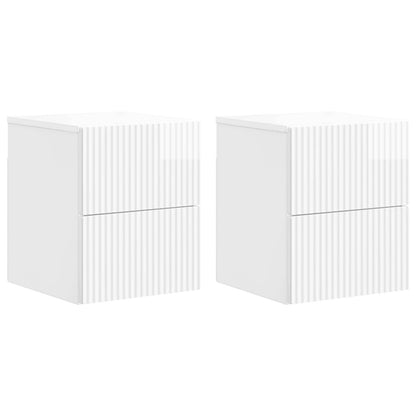 Väggmonterat Sängbord 2 pcs Vit högglans 33 x 34,5 x 40 cm