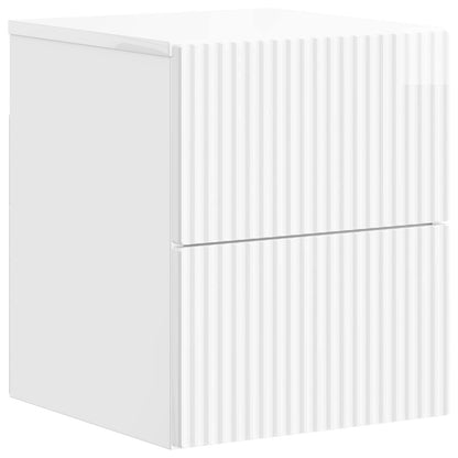 Väggmonterat Sängbord 2 pcs Vit högglans 33 x 34,5 x 40 cm
