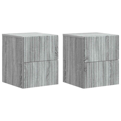 Väggmonterat Sängbord 2 pcs Grå sonoma-ek 33 x 34,5 x 40 cm