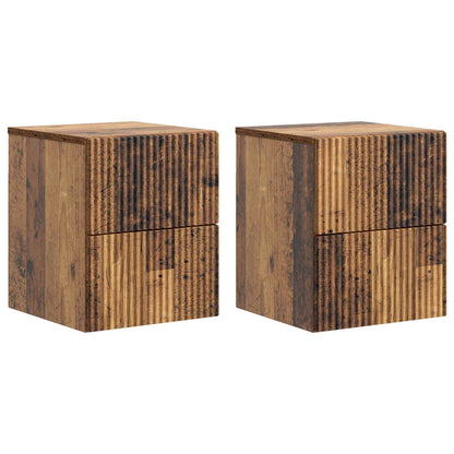 Väggmonterat Sängbord 2 pcs Gammalt trä 33 x 34,5 x 40 cm