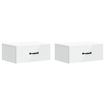 Väggmonterat Sängbord med låda 2 pcs Vit 49 x 34,5 x 20 cm