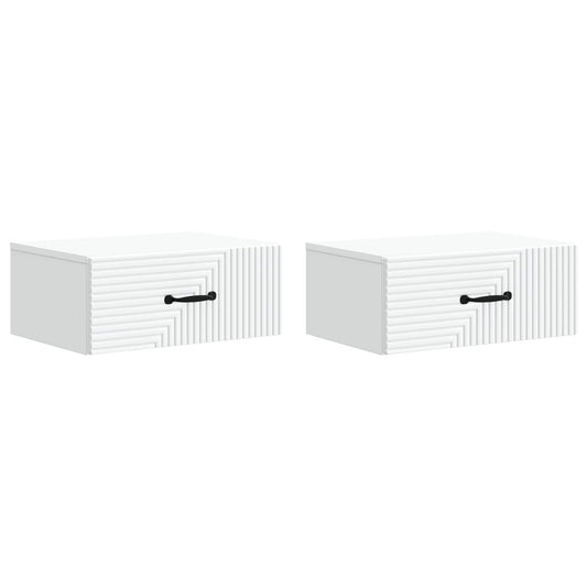 Väggmonterat Sängbord med låda 2 pcs Vit 49 x 34,5 x 20 cm