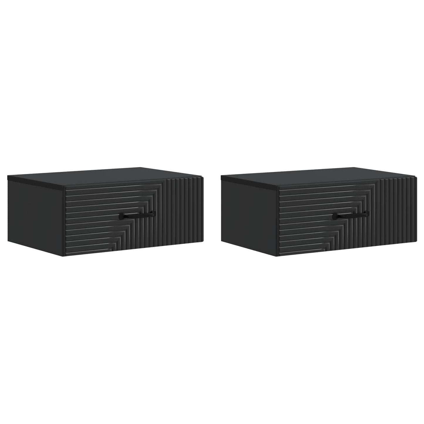 Väggmonterat Sängbord med låda 2 pcs Svart 49 x 34,5 x 20 cm