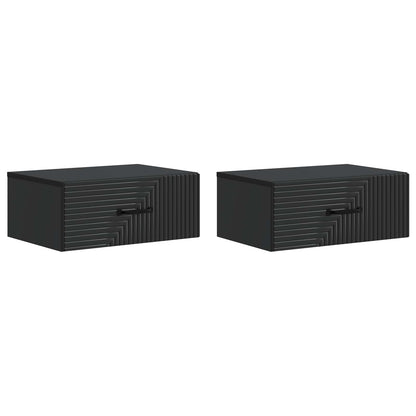 Väggmonterat Sängbord med låda 2 pcs Svart 49 x 34,5 x 20 cm