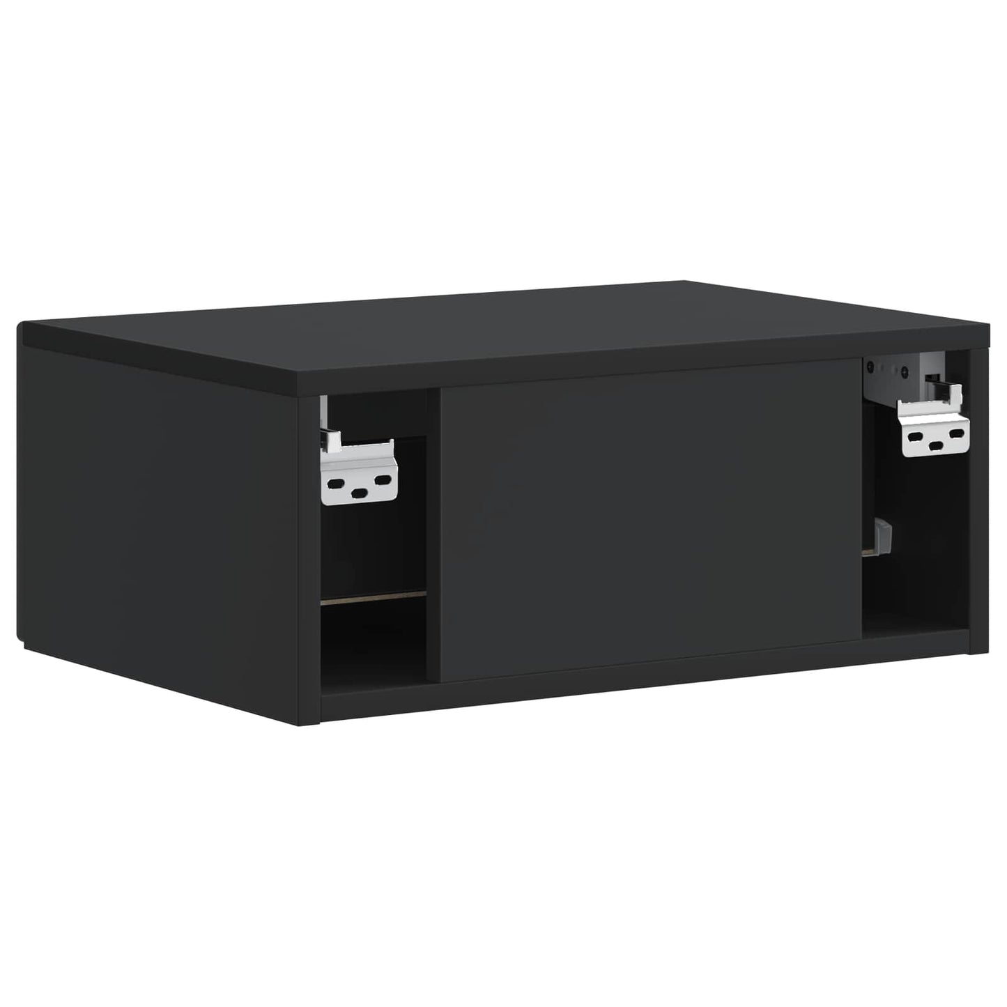 Väggmonterat Sängbord med låda 2 pcs Svart 49 x 34,5 x 20 cm