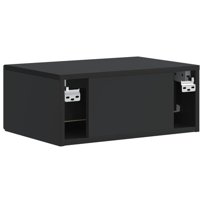 Väggmonterat Sängbord med låda 2 pcs Svart 49 x 34,5 x 20 cm