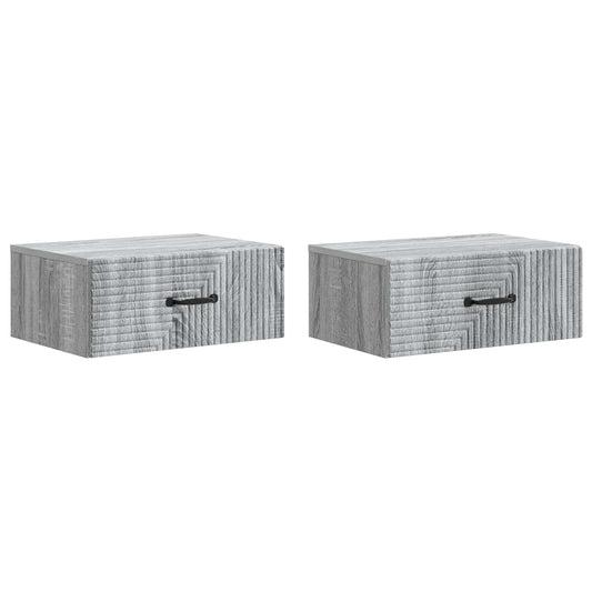 Väggmonterat Sängbord 2 pcs Grå sonoma-ek 49 x 34,5 x 20 cm