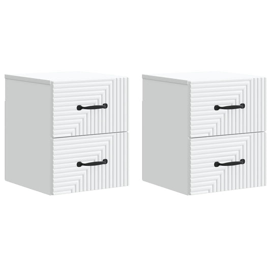 Väggmonterat Sängbord med låda 2 pcs Vit 34,5 x 33 x 40 cm