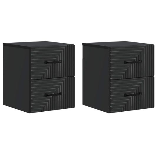 Väggmonterat Sängbord med låda 2 pcs Svart 34,5 x 33 x 40 cm