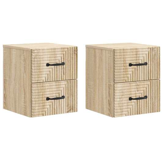 Väggmonterat Sängbord 2 pcs Sonoma-ek 34,5 x 33 x 40 cm