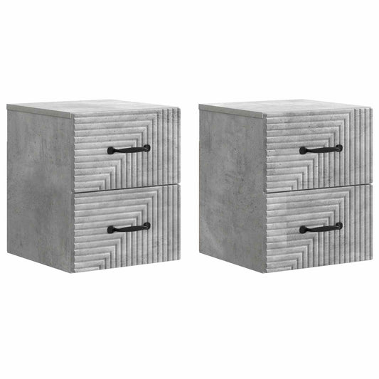 Väggmonterat Sängbord 2 pcs Betonggrå 34,5 x 33 x 40 cm