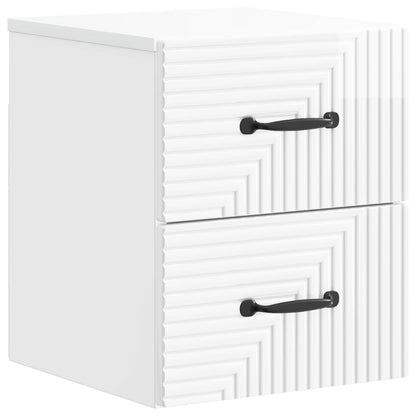 Väggmonterat Sängbord 2 pcs Vit högglans 34,5 x 33 x 40 cm
