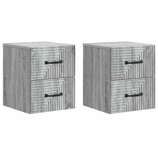 Väggmonterat Sängbord 2 pcs Grå sonoma-ek 34,5 x 33 x 40 cm