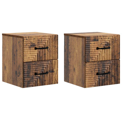 Väggmonterat Sängbord 2 pcs Gammalt trä 34,5 x 33 x 40 cm