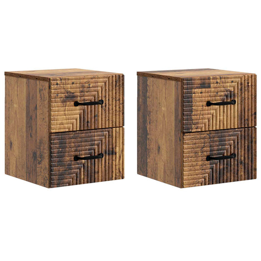 Väggmonterat Sängbord 2 pcs Gammalt trä 34,5 x 33 x 40 cm