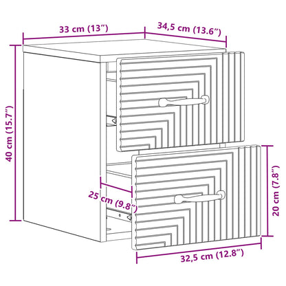 Väggmonterat Sängbord 2 pcs Gammalt trä 34,5 x 33 x 40 cm