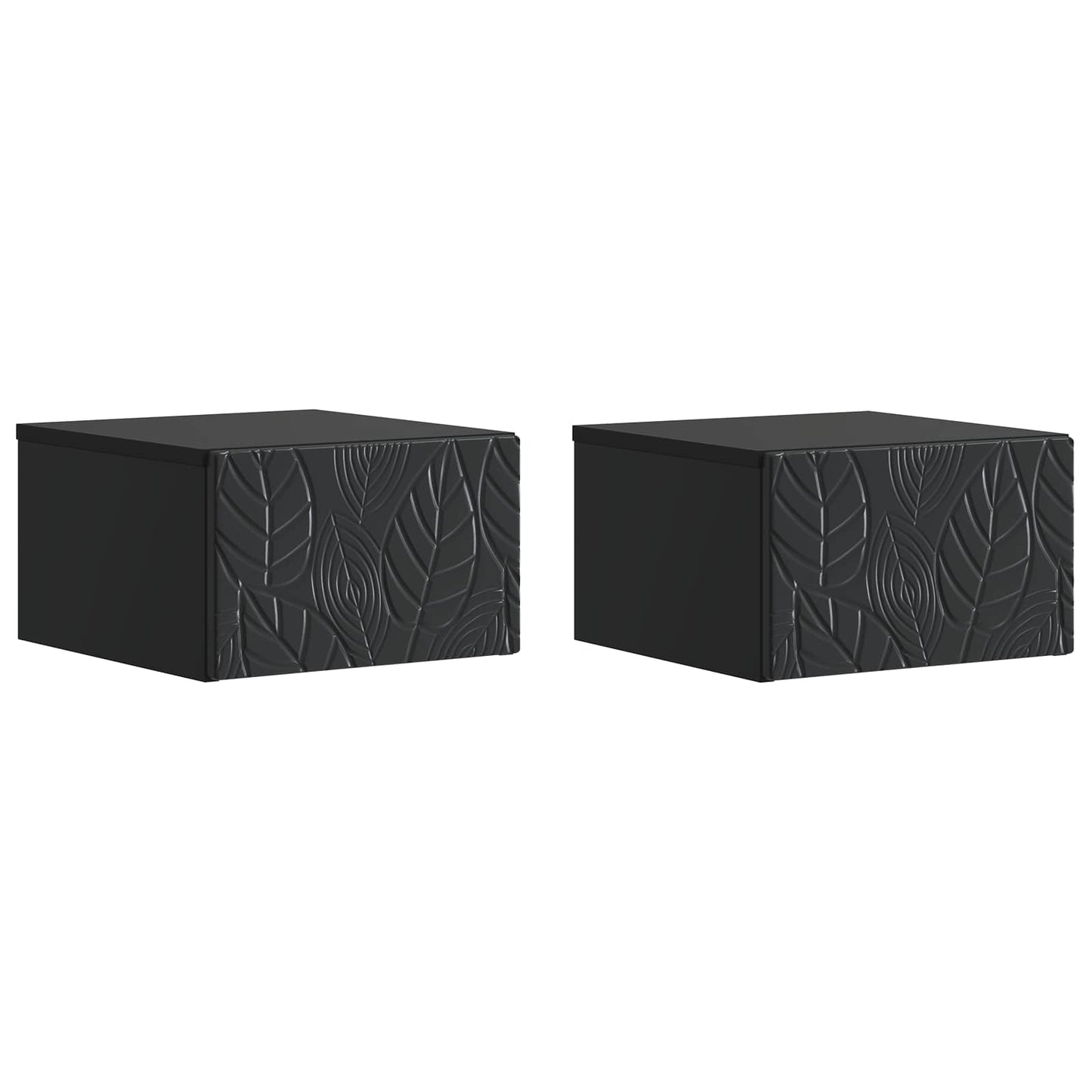 Väggmonterat Sängbord 2 pcs Svart 49 x 34,5 x 20 cm