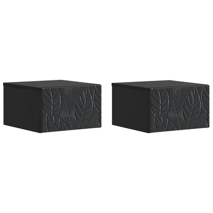 Väggmonterat Sängbord 2 pcs Svart 49 x 34,5 x 20 cm