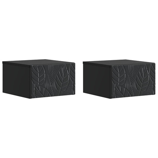 Väggmonterat Sängbord 2 pcs Svart 49 x 34,5 x 20 cm