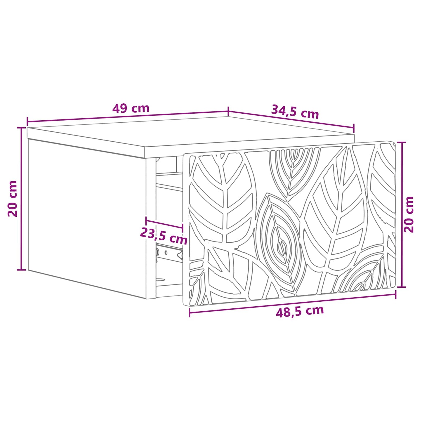 Väggmonterat Sängbord 2 pcs Svart 49 x 34,5 x 20 cm