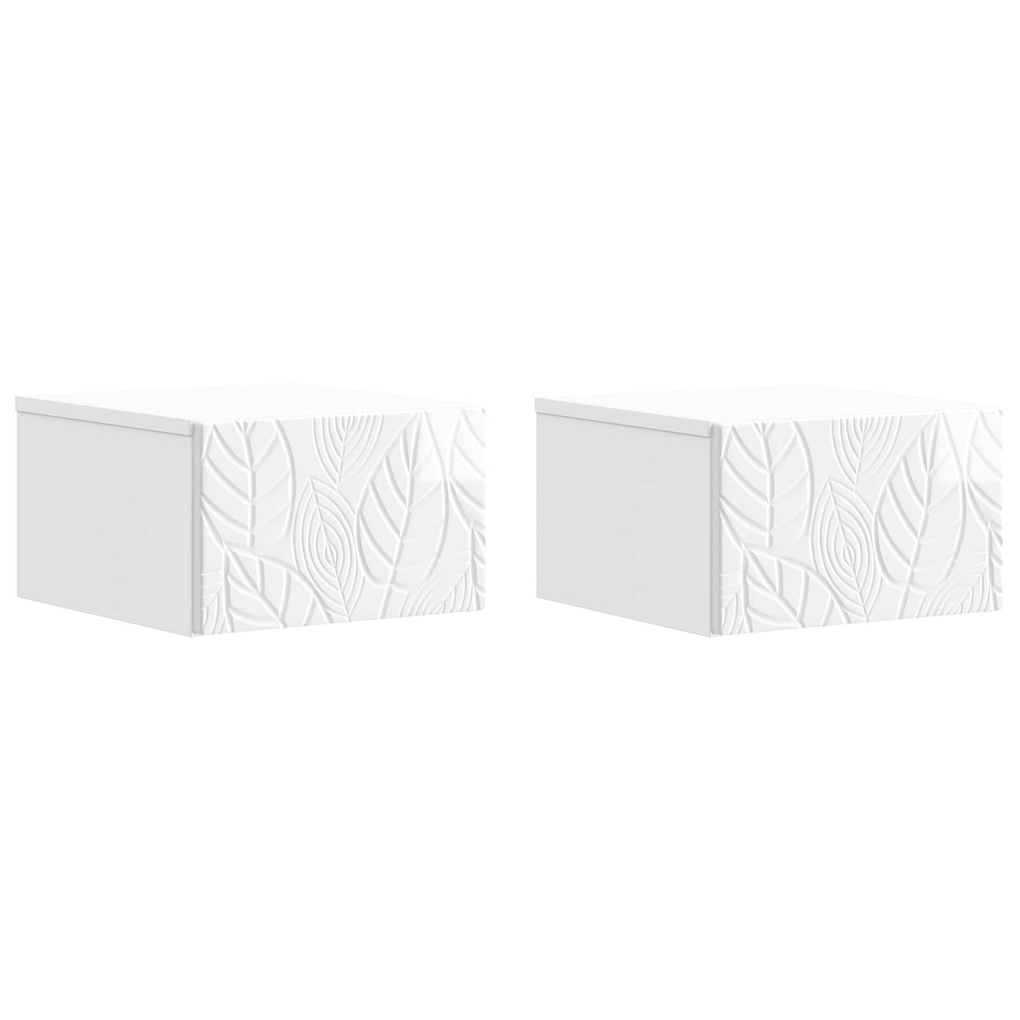 Väggmonterat Sängbord 2 pcs Vit högglans 49 x 34,5 x 20 cm