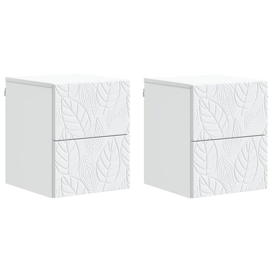 Väggmonterat Sängbord 2 pcs Vit 34,5 x 33 x 40 cm