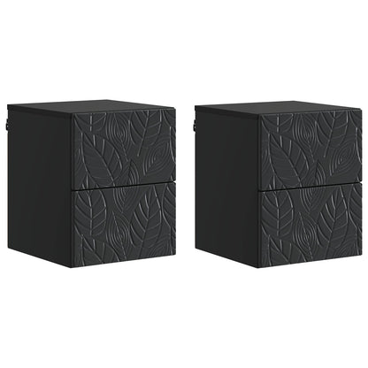 Väggmonterat Sängbord 2 pcs Svart 34,5 x 33 x 40 cm
