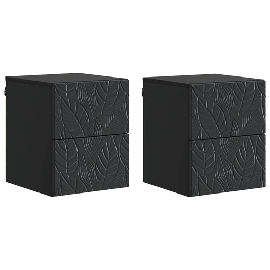 Väggmonterat Sängbord 2 pcs Svart 34,5 x 33 x 40 cm