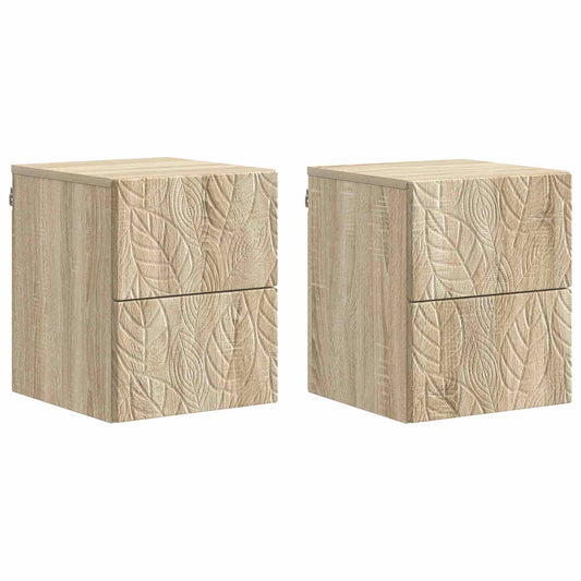 Väggmonterat Sängbord 2 pcs Sonoma-ek 34,5 x 33 x 40 cm