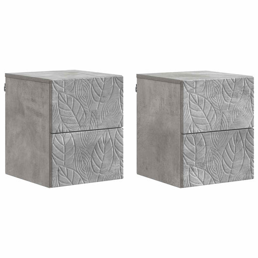 Väggmonterat Sängbord 2 pcs Betonggrå 34,5 x 33 x 40 cm