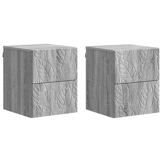 Väggmonterat Sängbord 2 pcs Grå Sonoma 34,5 x 33 x 40 cm