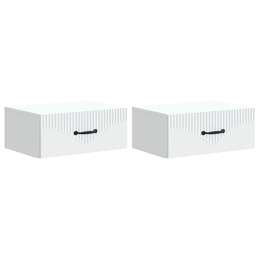 Väggmonterat Sängbord med låda 2 pcs Vit 49 x 34,5 x 20 cm
