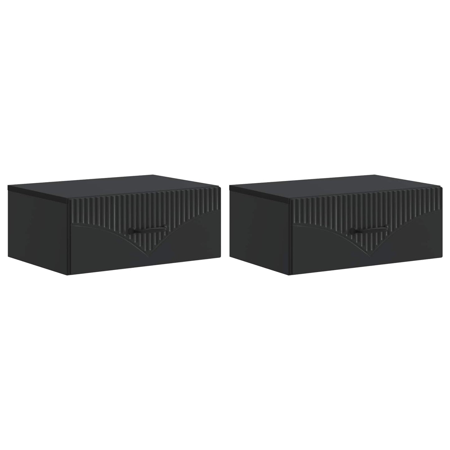 Väggmonterat Sängbord med låda 2 pcs Svart 49 x 34,5 x 20 cm
