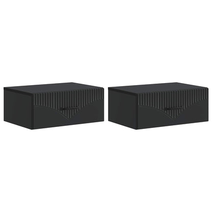 Väggmonterat Sängbord med låda 2 pcs Svart 49 x 34,5 x 20 cm