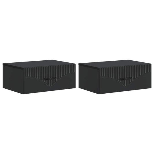Väggmonterat Sängbord med låda 2 pcs Svart 49 x 34,5 x 20 cm