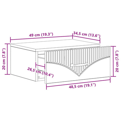 Väggmonterat Sängbord med låda 2 pcs Svart 49 x 34,5 x 20 cm