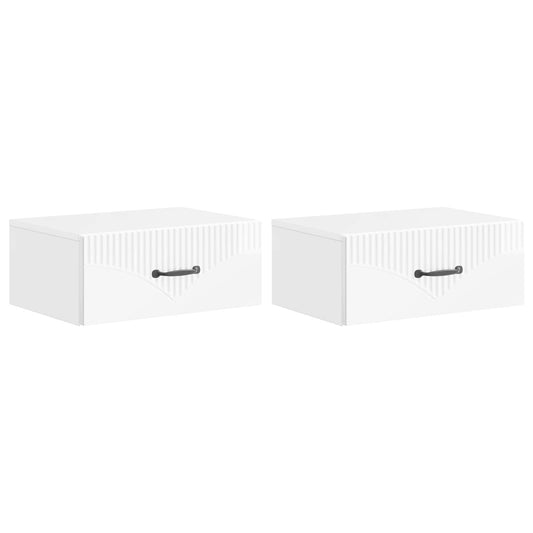 Väggmonterat Sängbord 2 pcs Vit högglans 49 x 34,5 x 20 cm