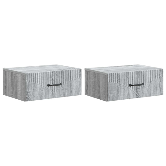 Väggmonterat Sängbord 2 pcs Grå sonoma-ek 49 x 34,5 x 20 cm