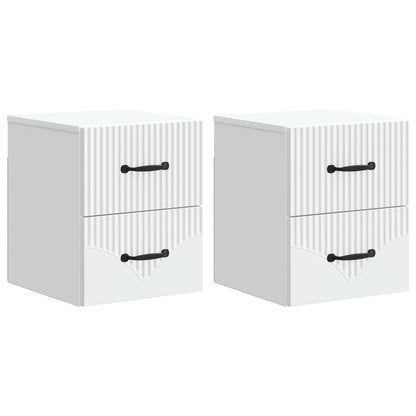 Väggmonterat Sängbord med låda 2 pcs Vit 34,5 x 33 x 40 cm