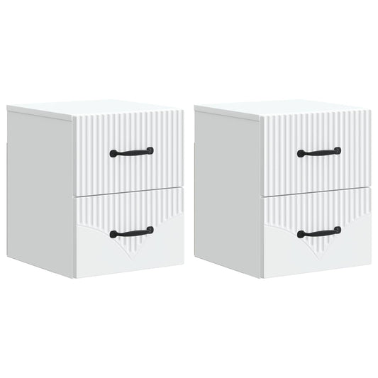 Väggmonterat Sängbord med låda 2 pcs Vit 34,5 x 33 x 40 cm