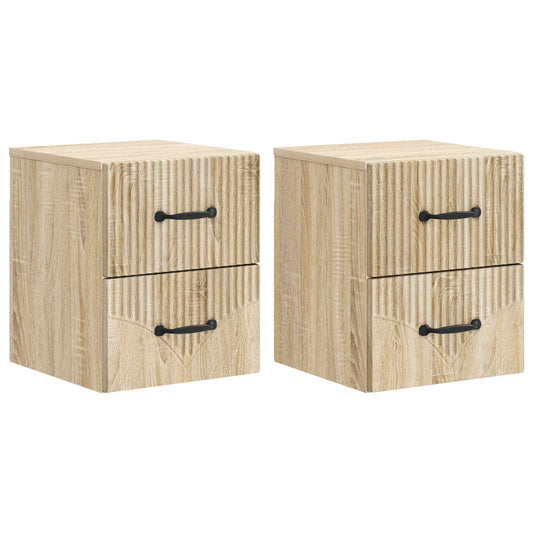 Väggmonterat Sängbord 2 pcs Sonoma-ek 34,5 x 33 x 40 cm