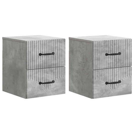 Väggmonterat Sängbord 2 pcs Betonggrå 34,5 x 33 x 40 cm